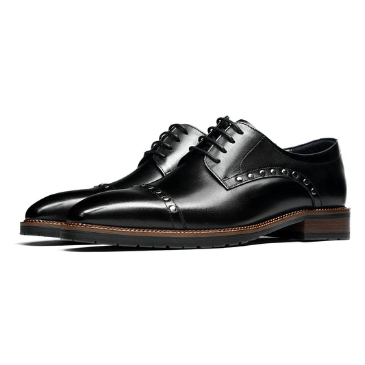 Men's Derby Shoes: Sculpted Toe Design & Artisan Hardware Accents