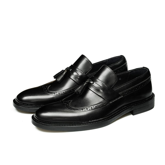 Artisan-Carved Men's Loafers: Intricate Brogue Artistry & Effortless Sophistication
