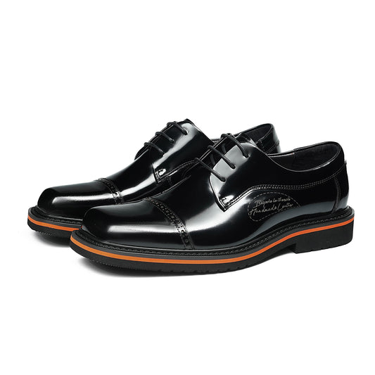 Men's Architectural Derby: Square-Toe Design & Contrast Sole Detailing