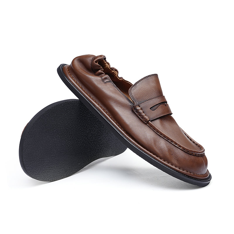Men's Loafers - Double-Stitched Straps & Flex Heel Comfort