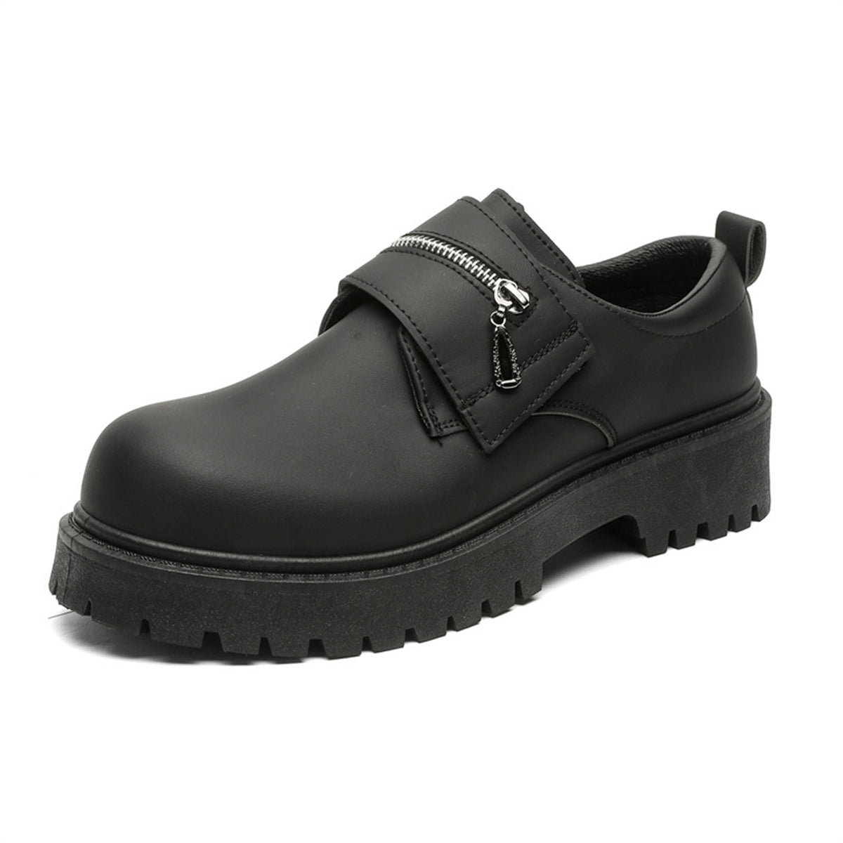 Men's Zip Strap Slip-On Shoes | with Chunky Sole & Round Toe