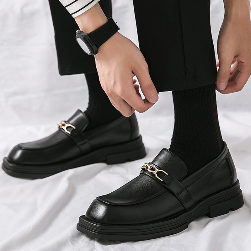 Urban Sculpture Men's Loafers: Architectural Square-Toe & Sculptural Hardware