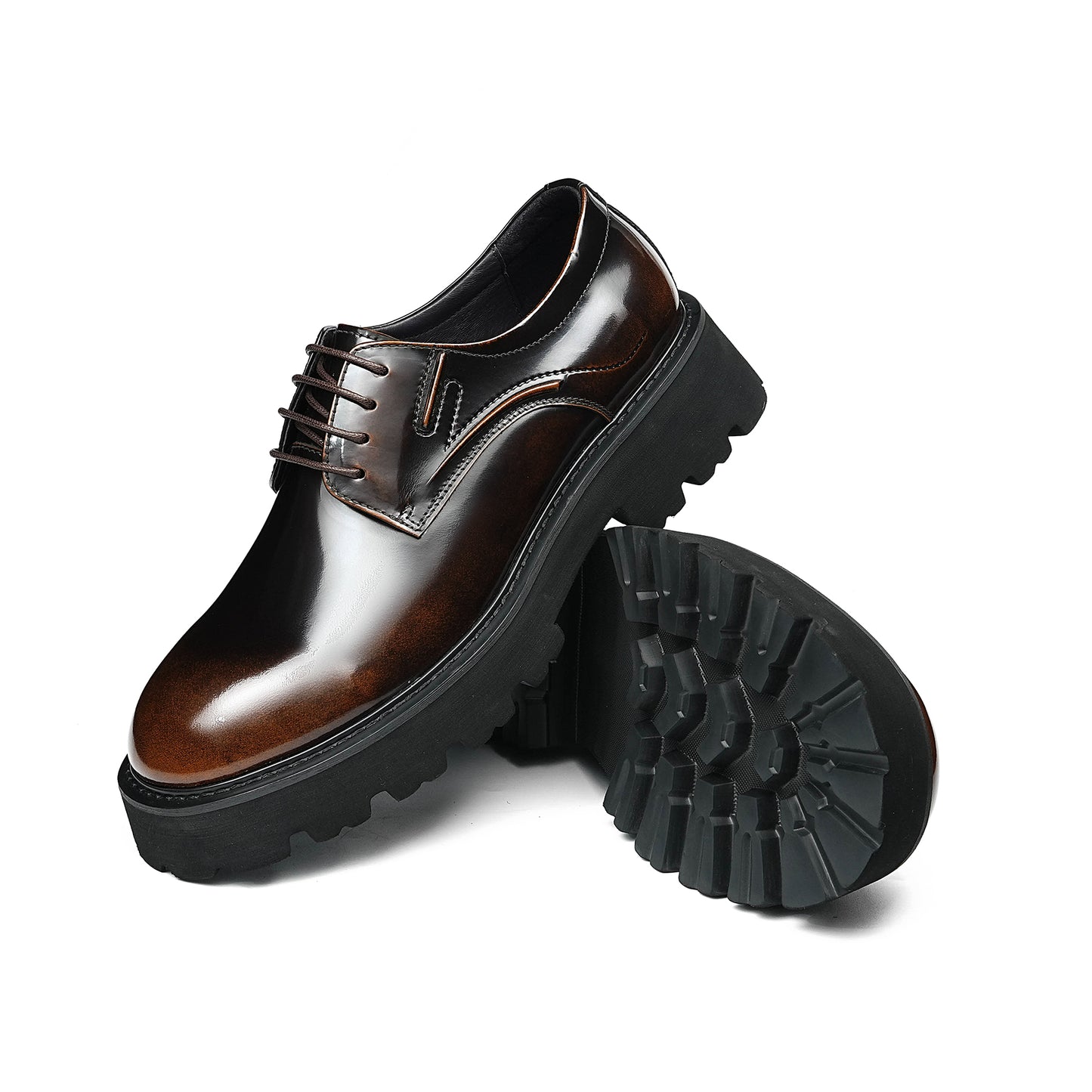 Men's Round-Toe Derby Shoes: Sculpted Sole & Timeless Craftsmanship