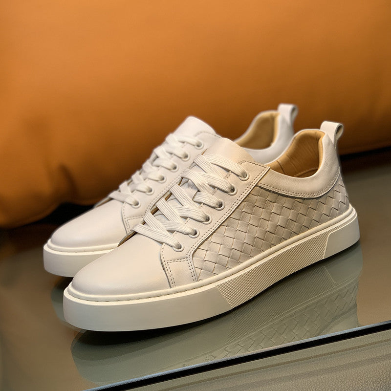 Men's Woven Panel Sneakers: Contrast Sole & Modern Textured Design