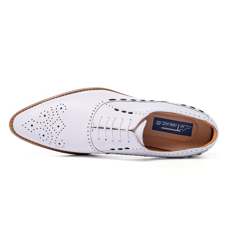 Men’s White Wingtip Oxford Shoes Classic Brogue Elegance