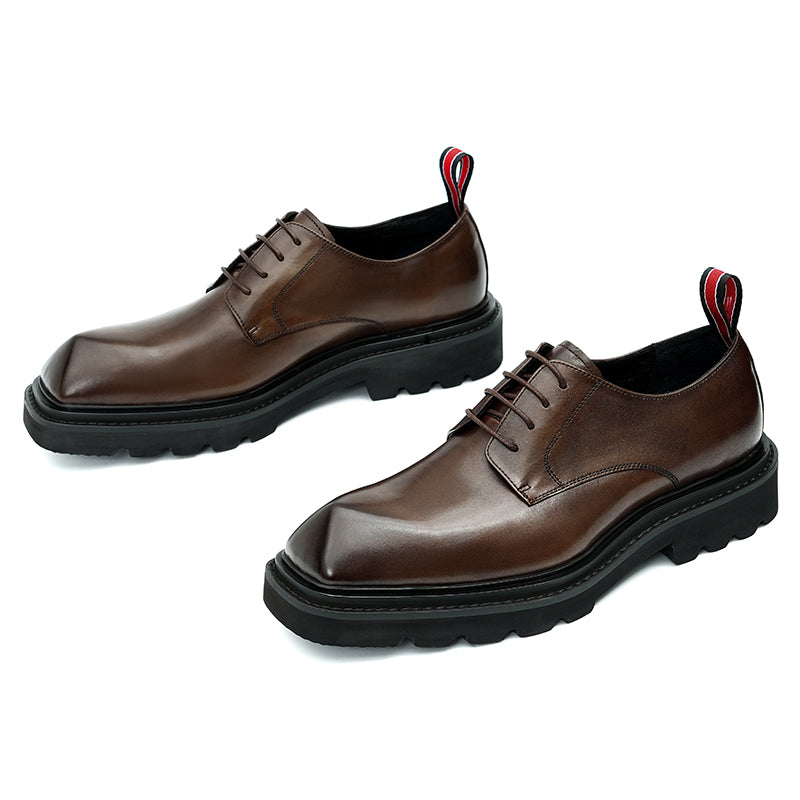 Men's Leather Derby Shoes Diamond Toe