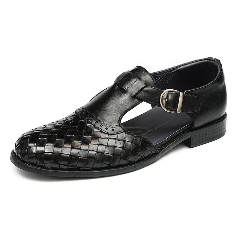 Men’s Woven Leather Buckle Sandals