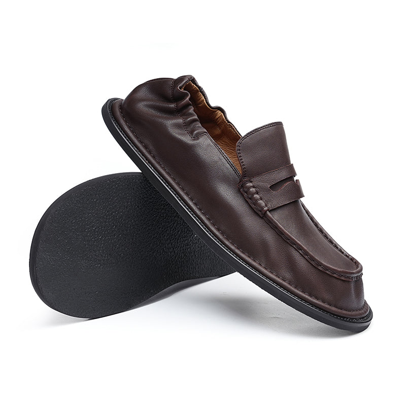 Men's Loafers - Double-Stitched Straps & Flex Heel Comfort