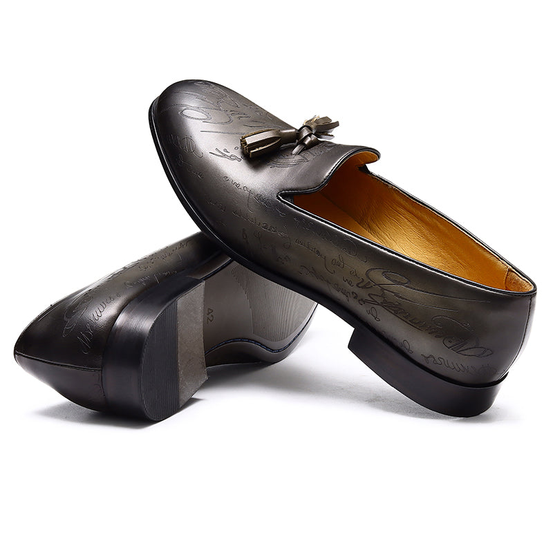 Men's Tassel Loafers - Embossed Design