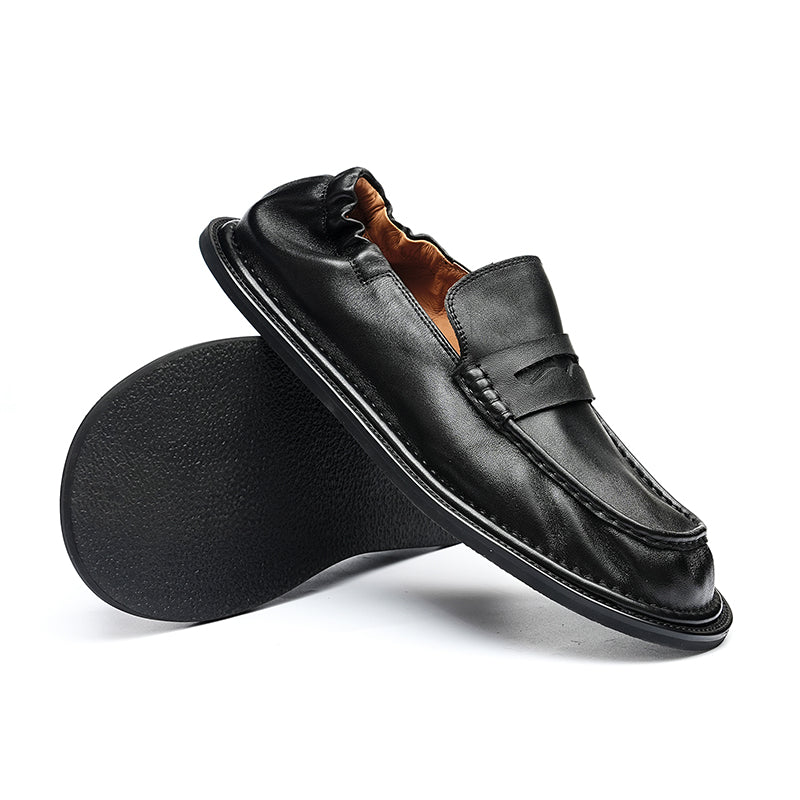 Men's Loafers - Double-Stitched Straps & Flex Heel Comfort