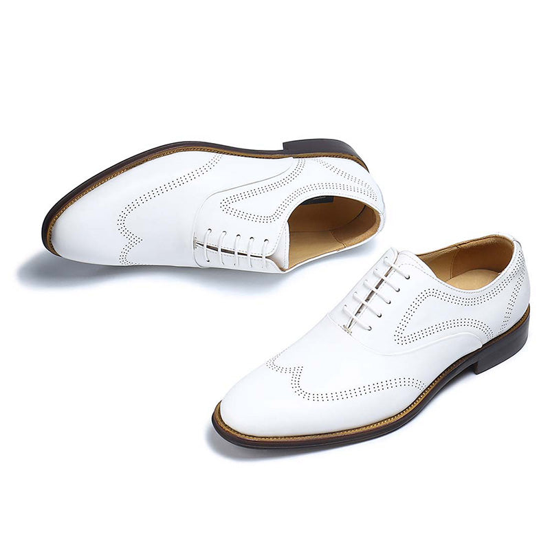 Men’s White Brogue Oxford Shoes