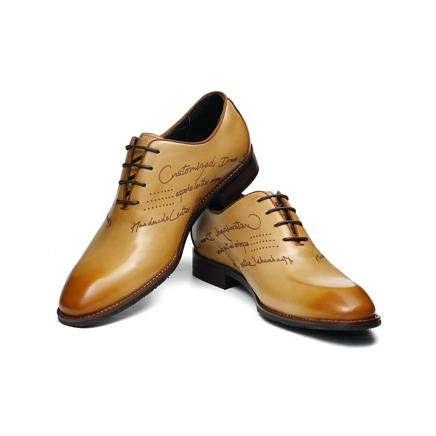 Artisan Script Men's Oxford Shoes: Hand-Painted Elegance & Custom Character