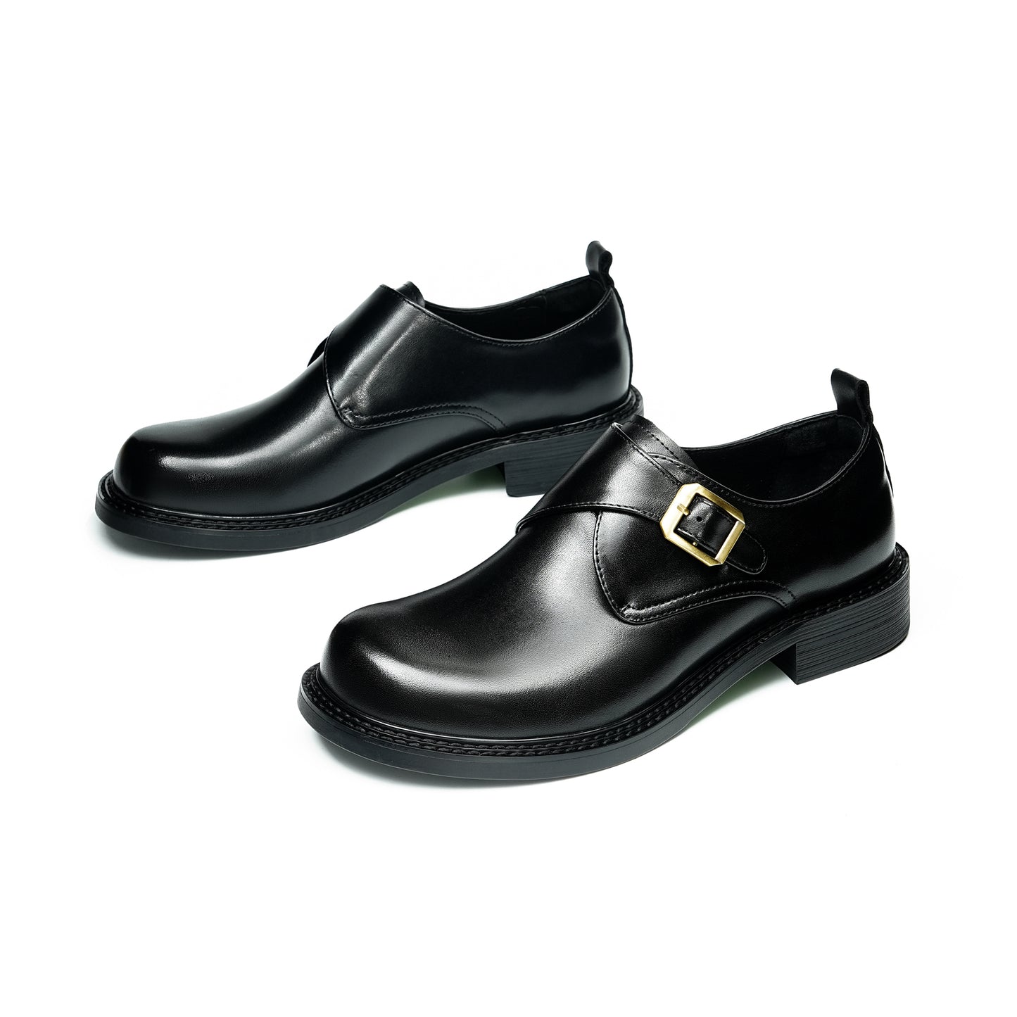 Men's Spacious Toe Monk Strap Shoes: Refined Hardware & Elevated Comfort