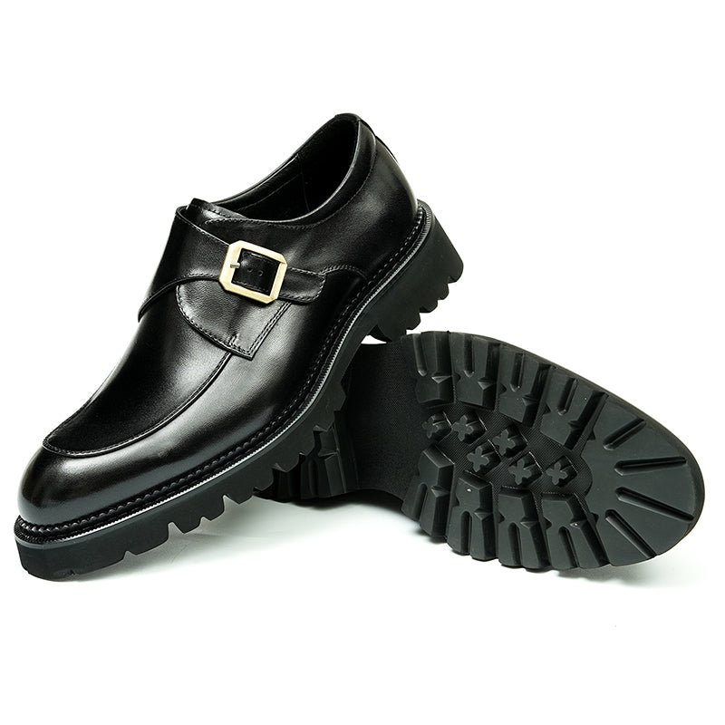 Men's Single-Buckle Monk Shoes Thick Grip Sole & Premium Leather