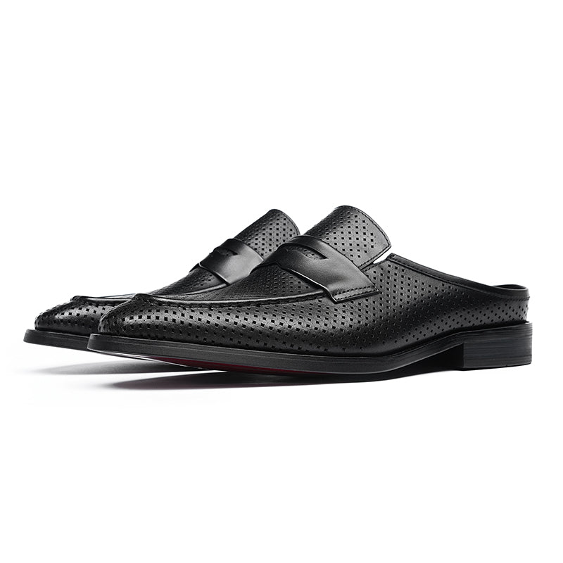 Men’s Backless Loafers with Perforated Design