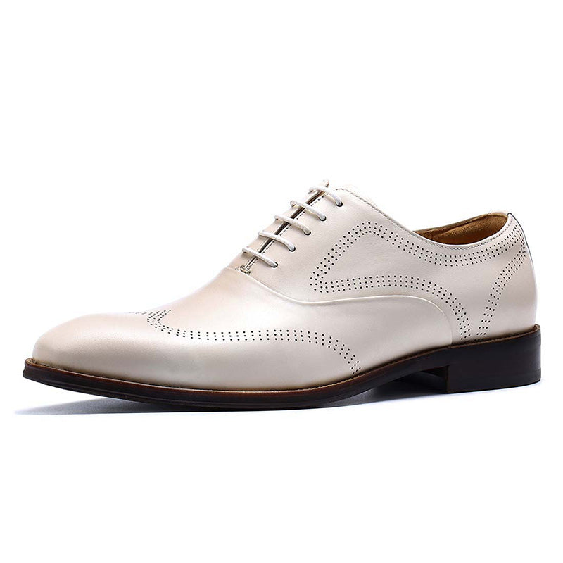 Men’s White Brogue Oxford Shoes