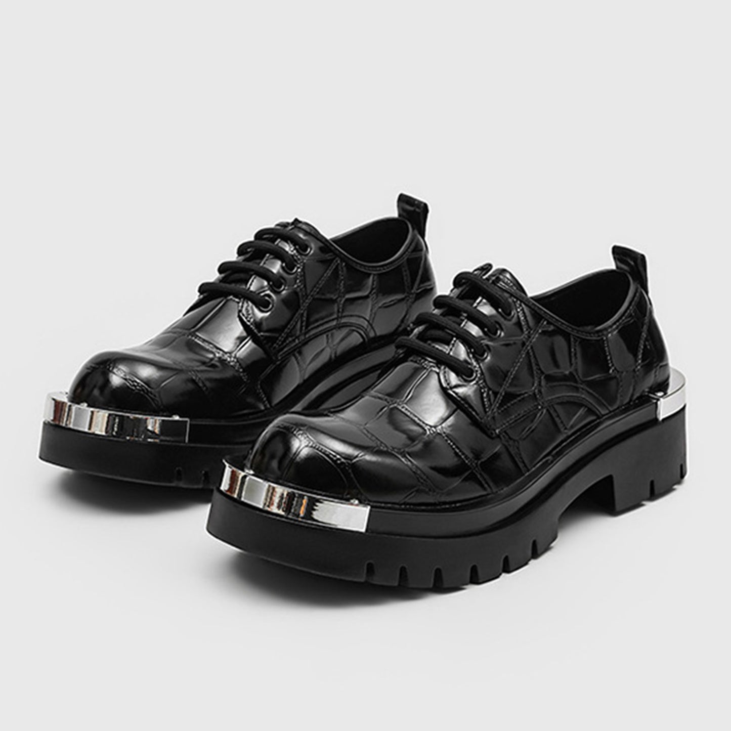 Men's Derby Shoes - Textured Uppers Metal Accents & Rugged Soles