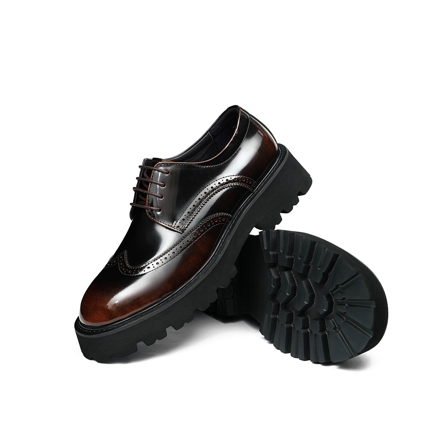 Men's Luminous Brogue Derby Shoes: Artisan Detailing & Timeless Sophistication