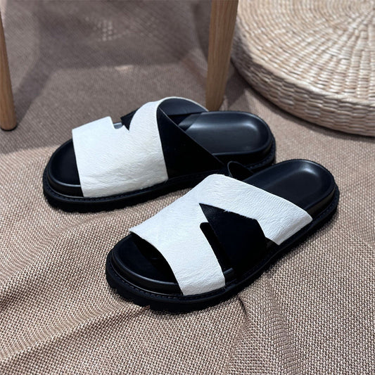 Men's Artisan Sliders: Cross-Strap Architecture & Effortless Comfort