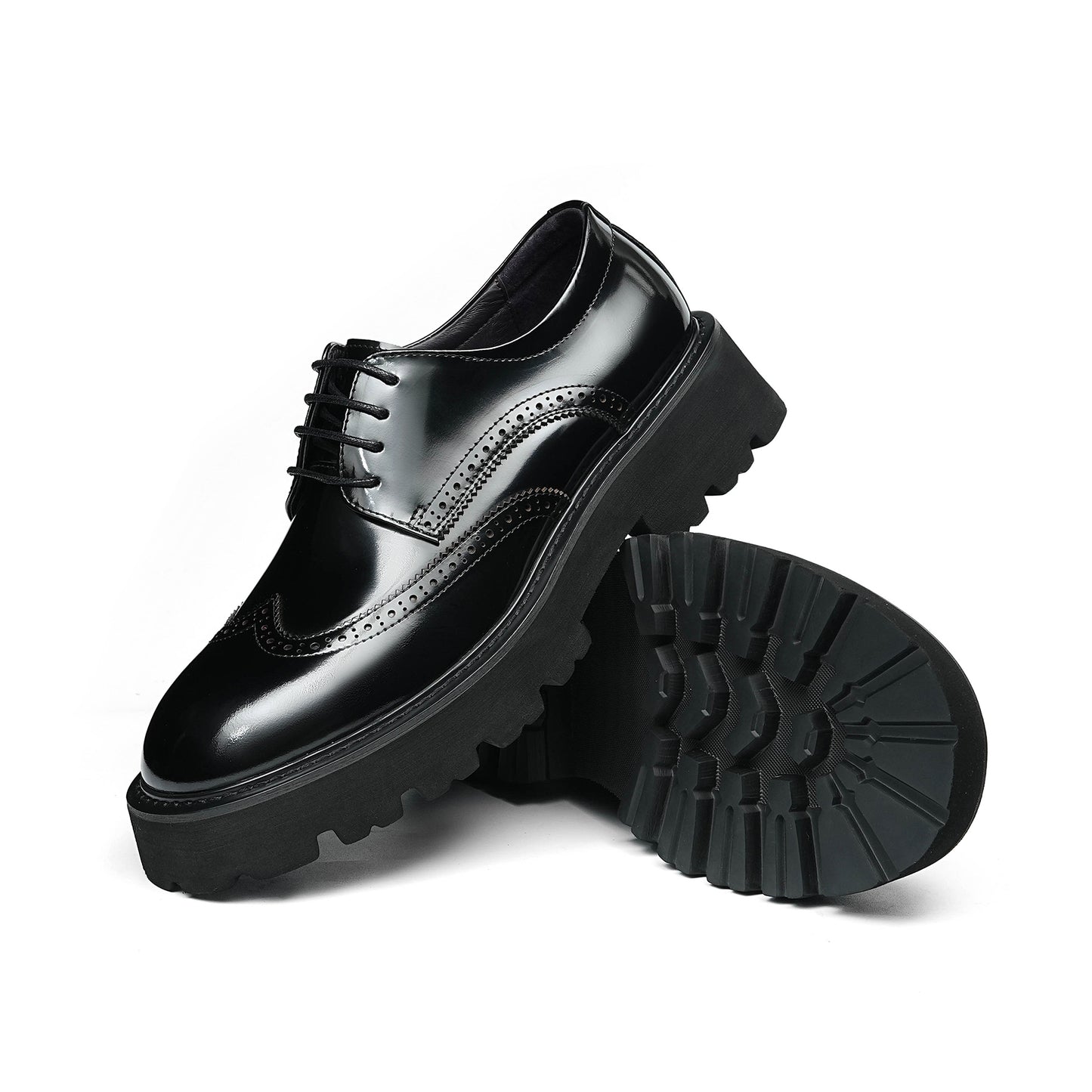 Men's Luminous Brogue Derby Shoes: Artisan Detailing & Timeless Sophistication