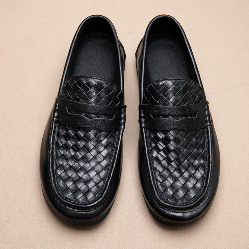Calf Leather Loafers Classic Slip-Ons Loafer Woven Desgin