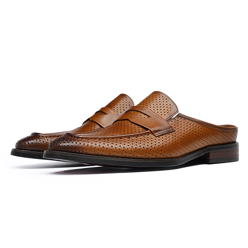 Men’s Backless Loafers with Perforated Design
