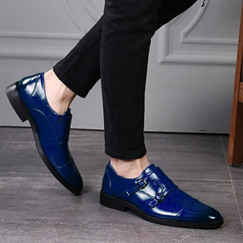 Men's Formal Monk Strap Dress Shoes with Dual Metal Buckles