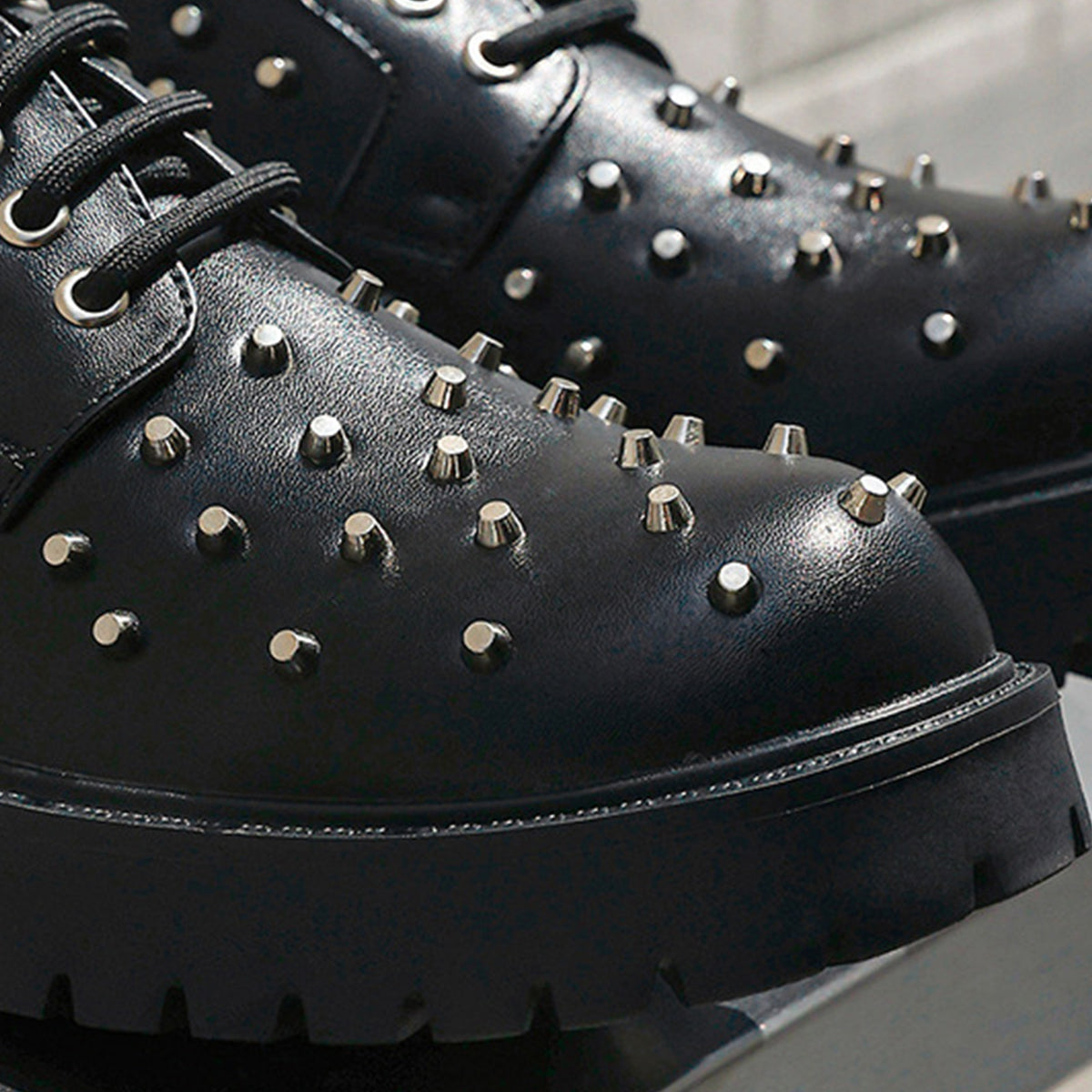Men's Heavy-Duty Studded Derby Shoes | with Chunky Platform Sole