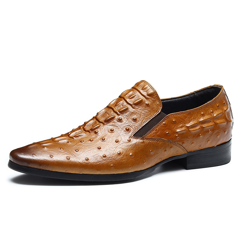 Men’s Ostrich-Patterned Leather Loafers