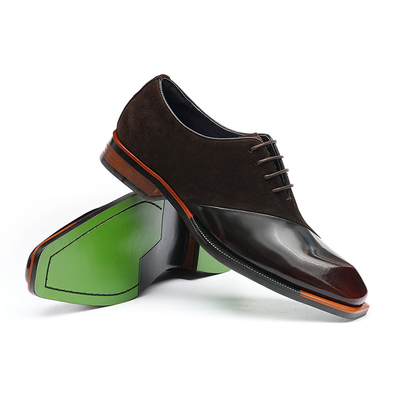 Men's Oxford Shoes - Glossy & Suede Leather Blend