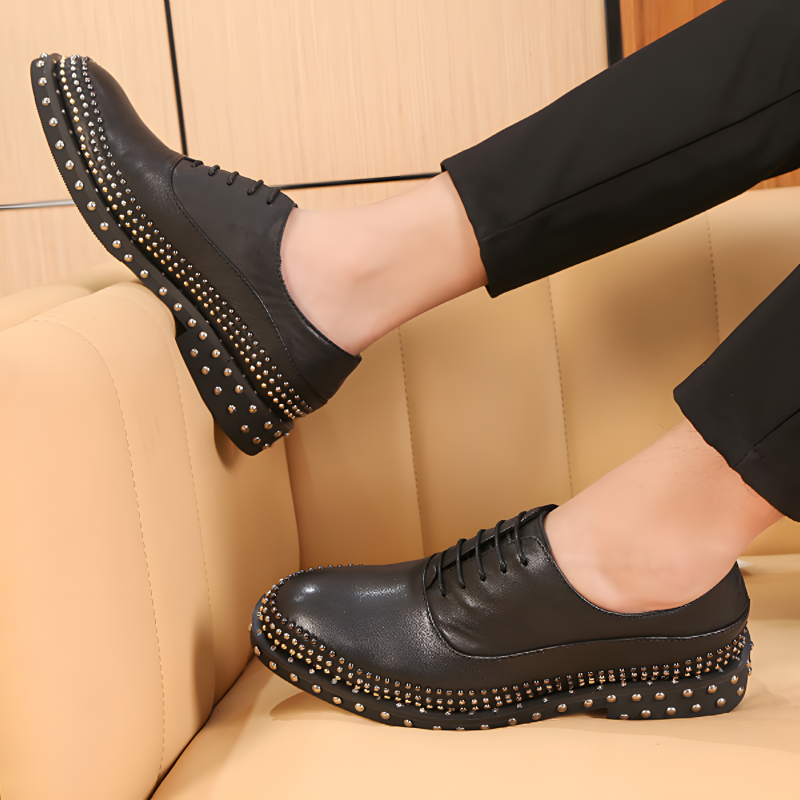 Men's Oxford Shoes Patent Leather Studded Rock-Style