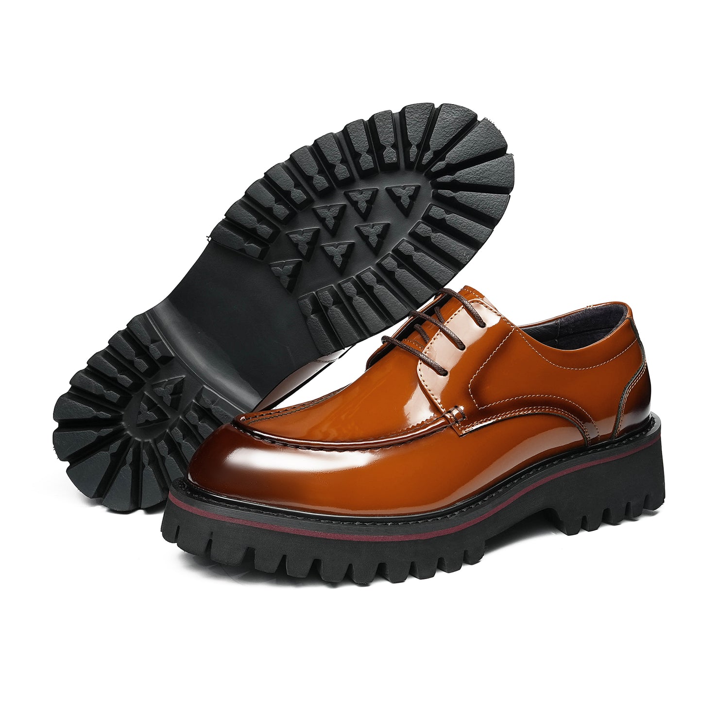 Architectural Men's Derby Shoes: Textured Sole & Structured Silhouette