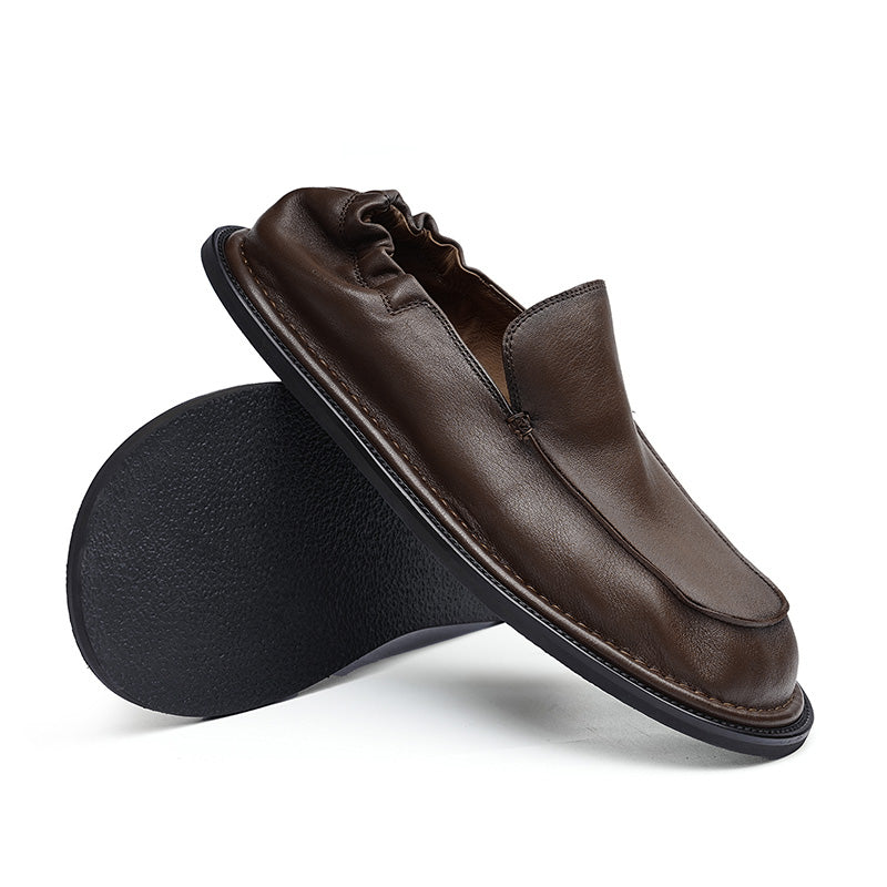 Men's Slip-On Loafers - Elastic Collar & Traction Sole