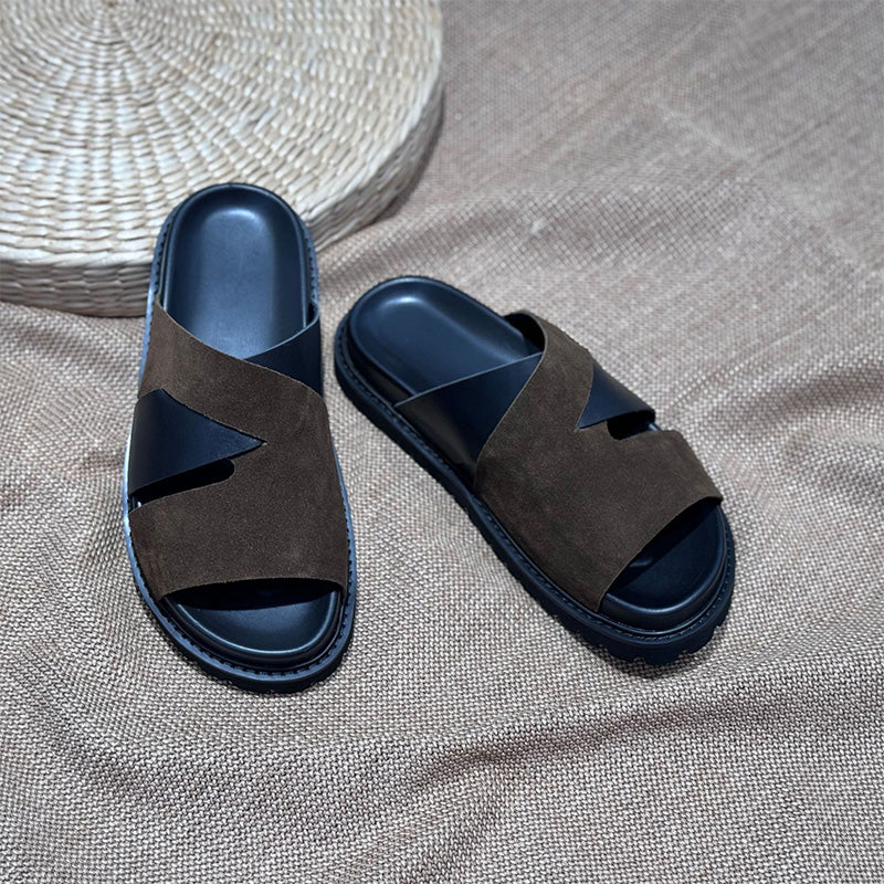 Men's Artisan Sliders: Cross-Strap Architecture & Effortless Comfort
