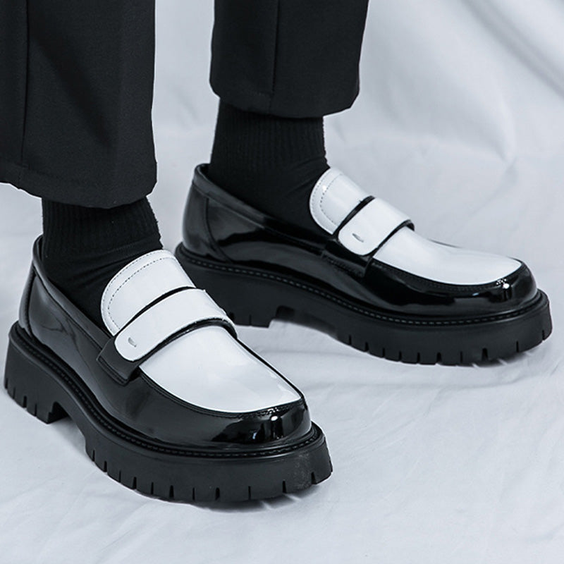 Modern Two-Tone Men's Loafers: Architectural Sole & Streamlined Silhouette