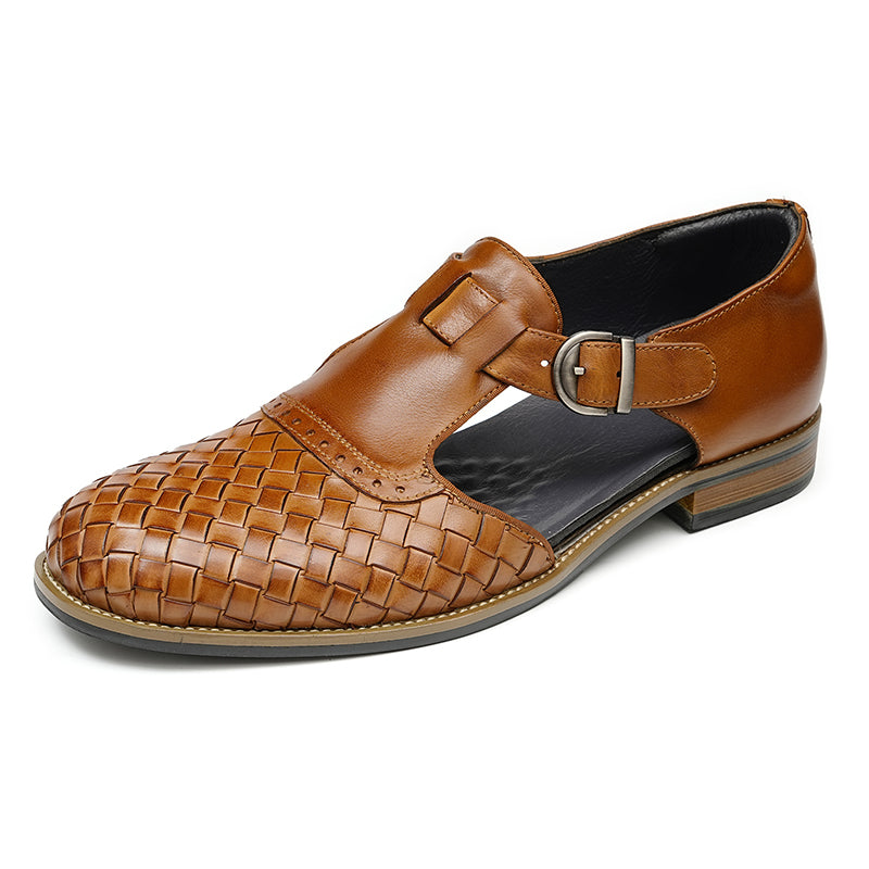 Men’s Woven Leather Buckle Sandals