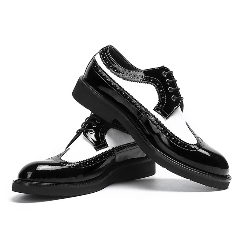 Men's Two-Tone Brogue Derby Shoes Contrast Leather