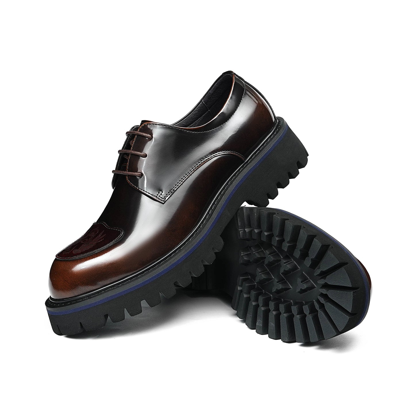 Men's Derby Shoes: Structural Tread Pattern & Refined Detailing