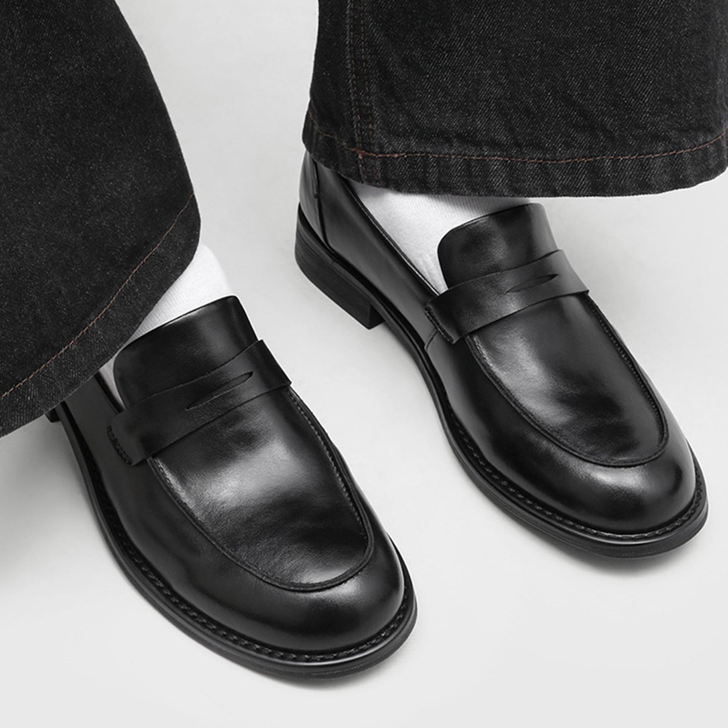 Slip-On Men's Loafers with a Defining Strap Detail