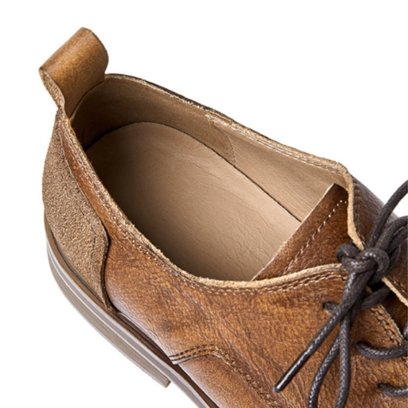 Calf Leather Derby Shoes for Men Patchwork Toe
