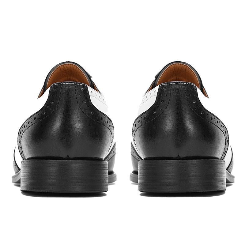 Men’s Oxford Shoes Black & White Wingtip Brogues