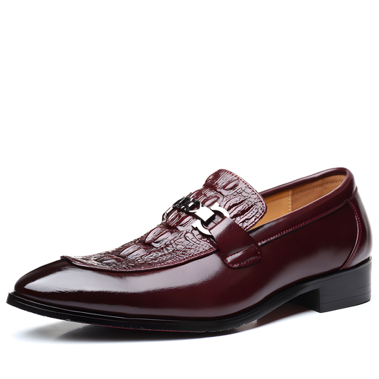 Men's Loafers with Luxury Croc-Pattern Horsebit Dress Shoes