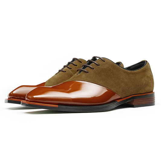 Men's Oxford Shoes - Glossy & Suede Leather Blend