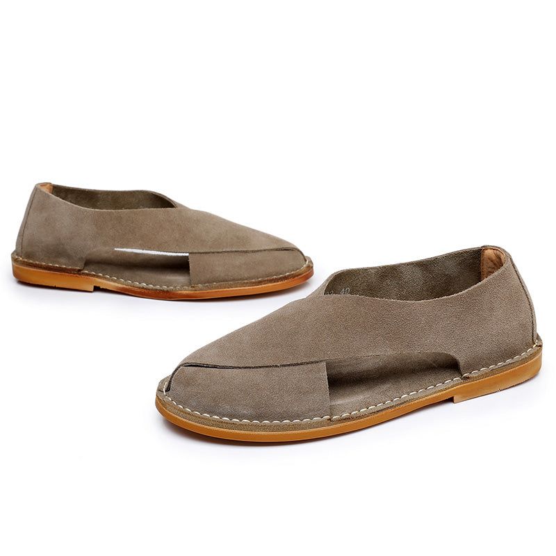 Men's Cross-Strap Sandals: Textured Surface & Minimalist Design