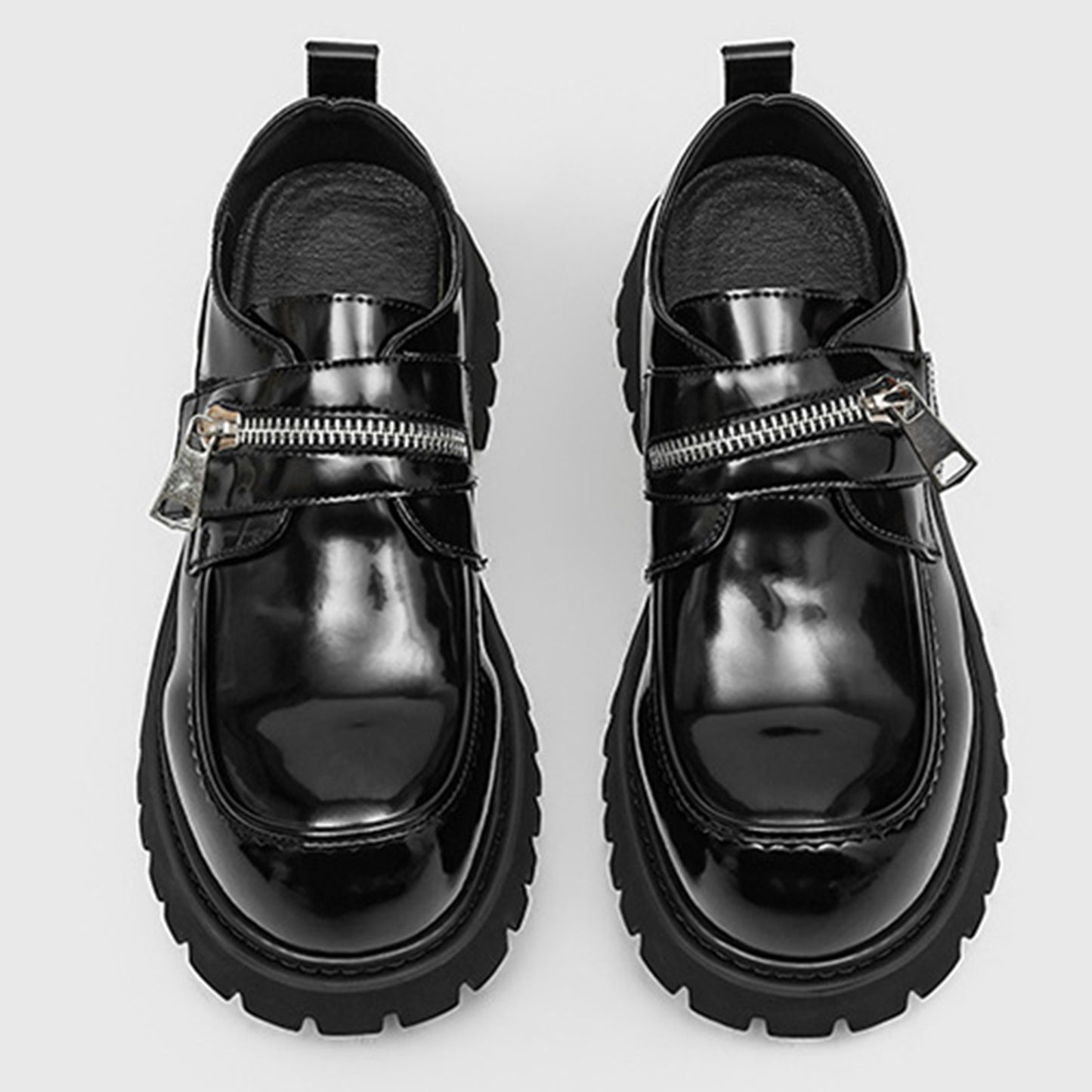 Men's Loafers Shoes: Chunky Platform Sole with Double-Strap Zipper Detail