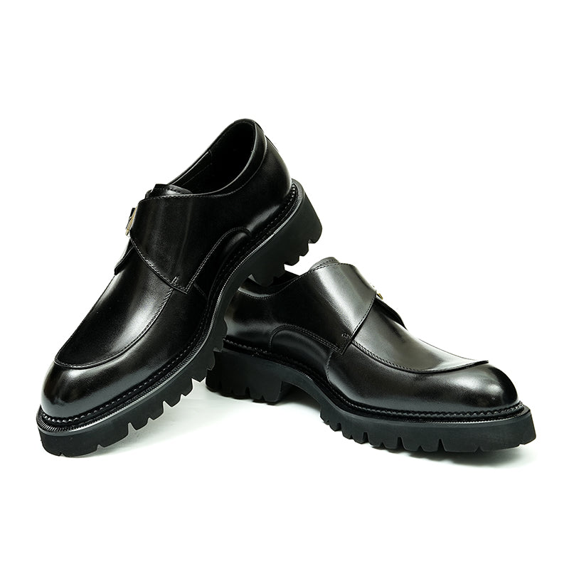 Men's Single-Buckle Monk Shoes Thick Grip Sole & Premium Leather