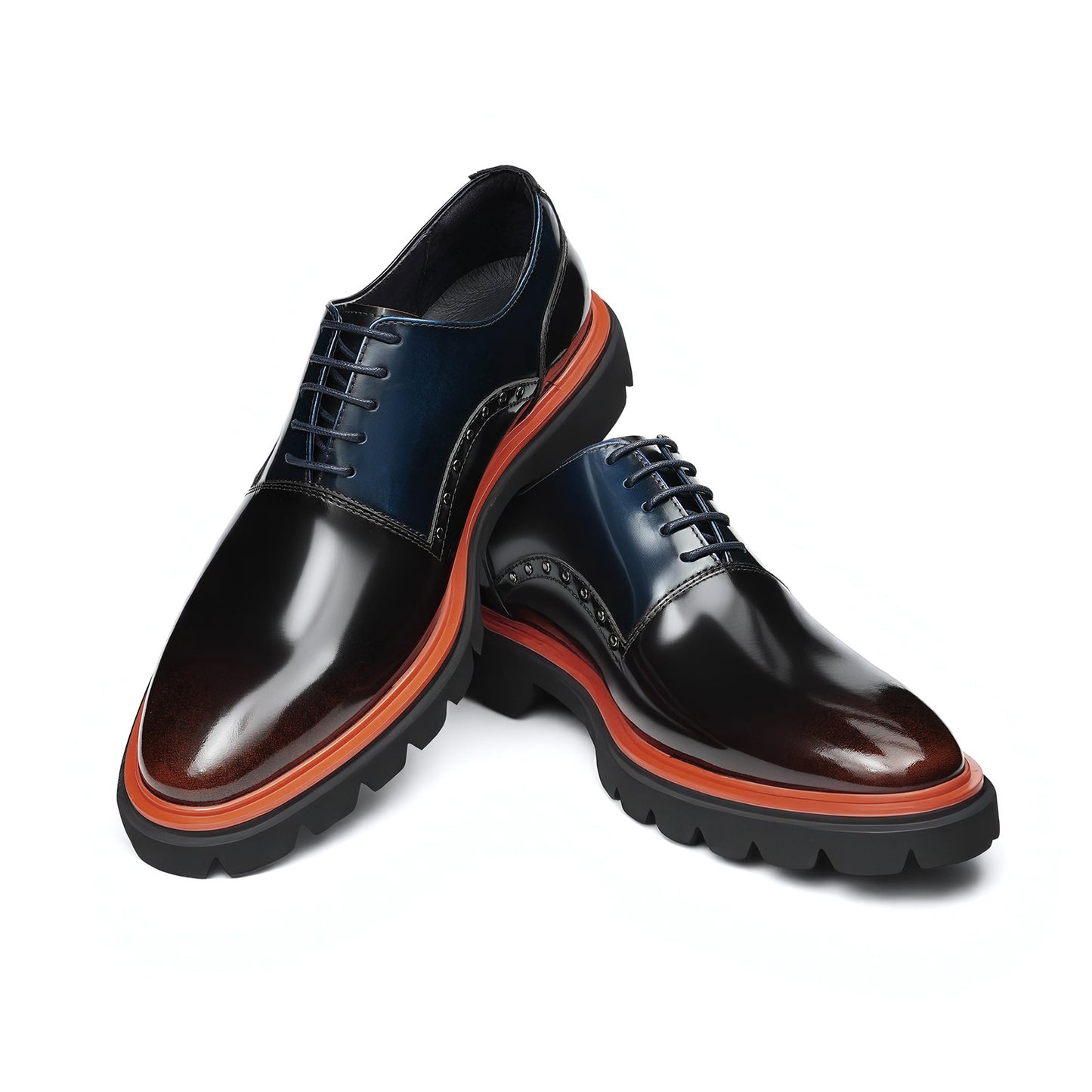 Men's Oxford Shoes: Contrast Accent & Platform Sole Design
