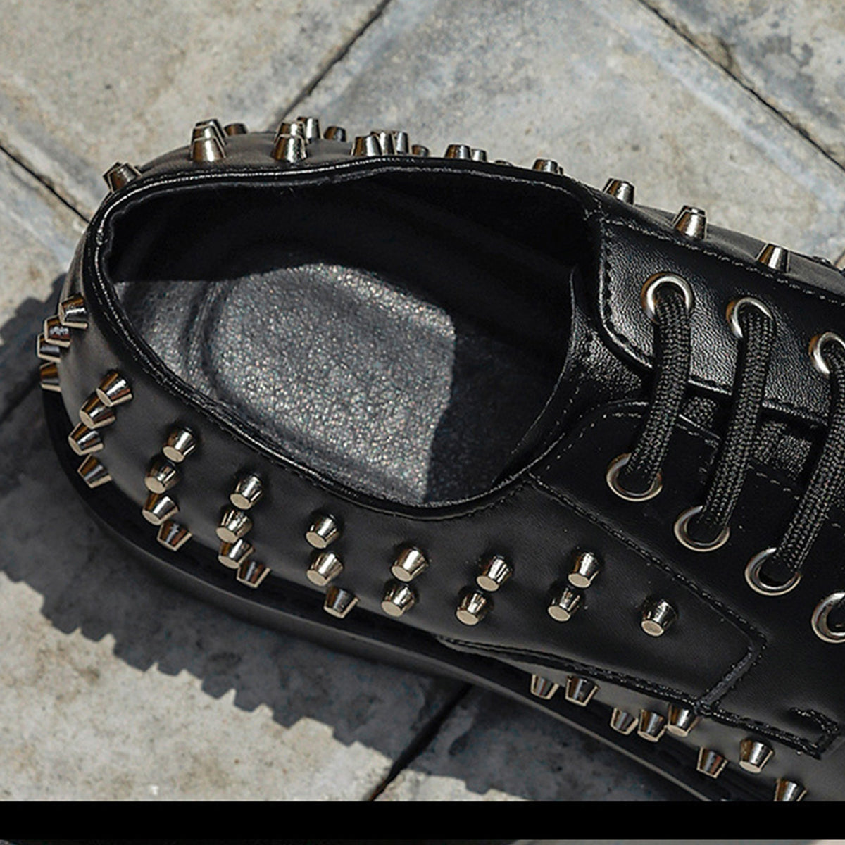 Men's Heavy-Duty Studded Derby Shoes | with Chunky Platform Sole