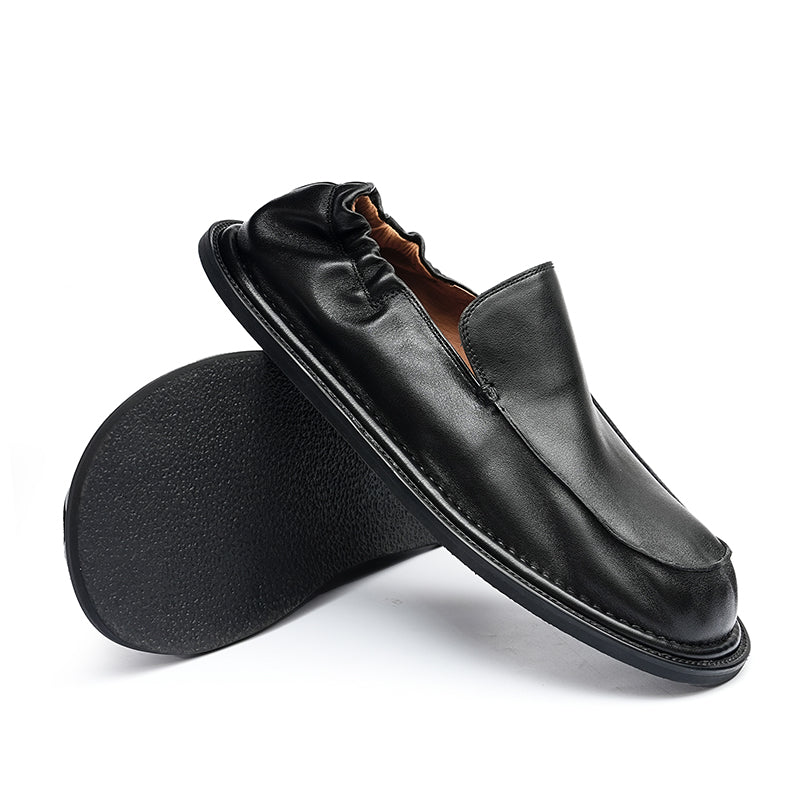 Men's Slip-On Loafers - Elastic Collar & Traction Sole