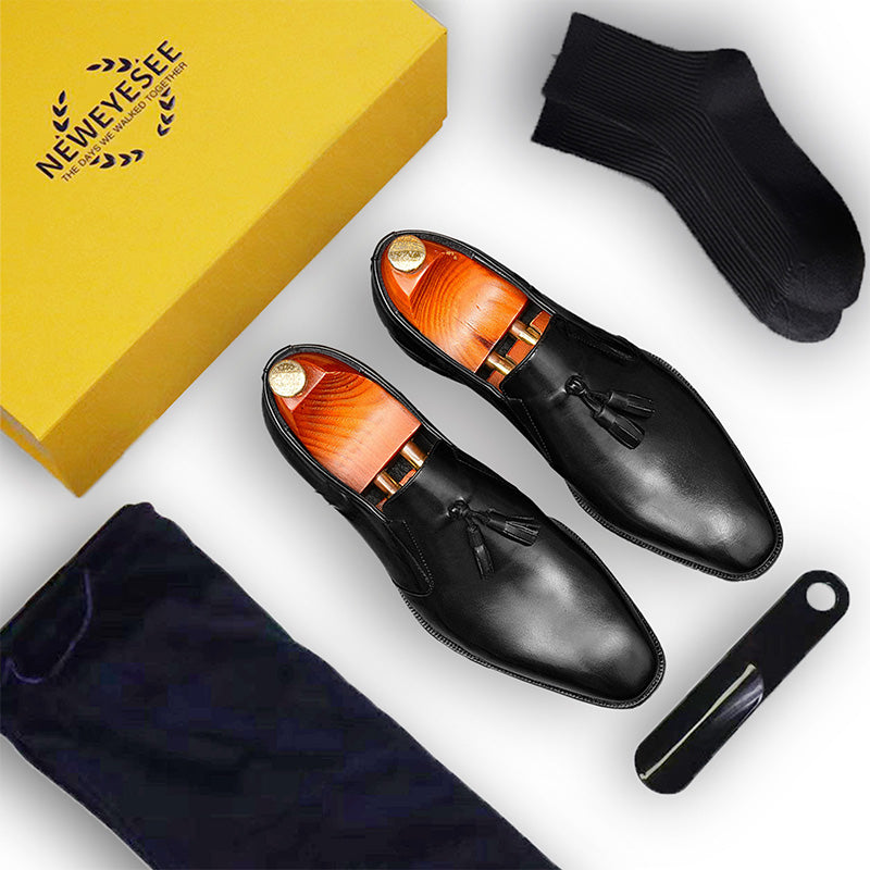 Men's Tassel Loafers - Pointed Toe & Premium Leather